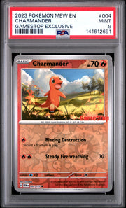 2023 Pokémon Mew EN 151 Charmander #004 Gamestop Exclusive PSA 9 PSA official front scan