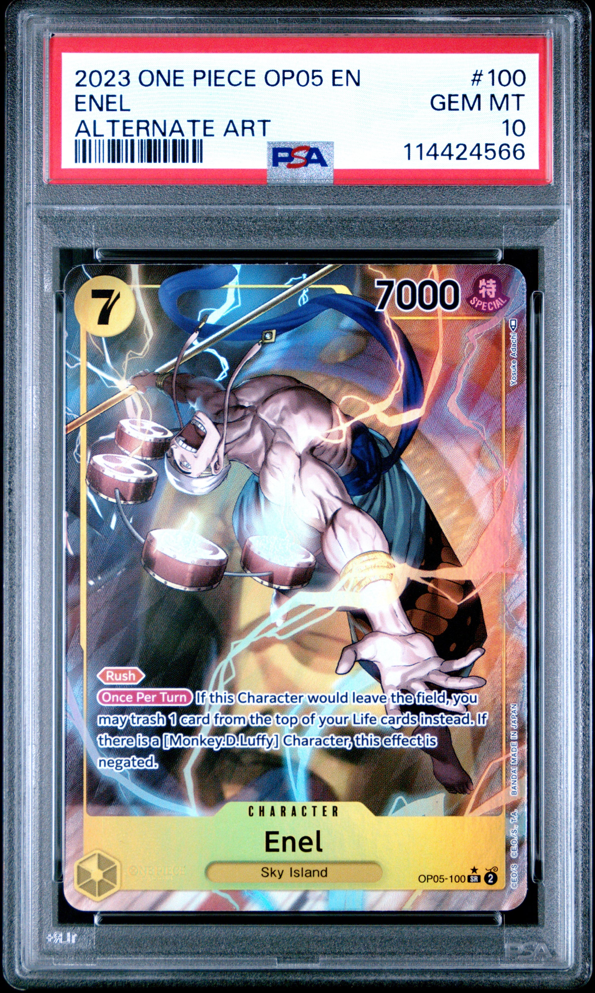 2023 Pokémon One Piece Op05 Awakening Of The New Era Enel #100 PSA 10 PSA official front scan