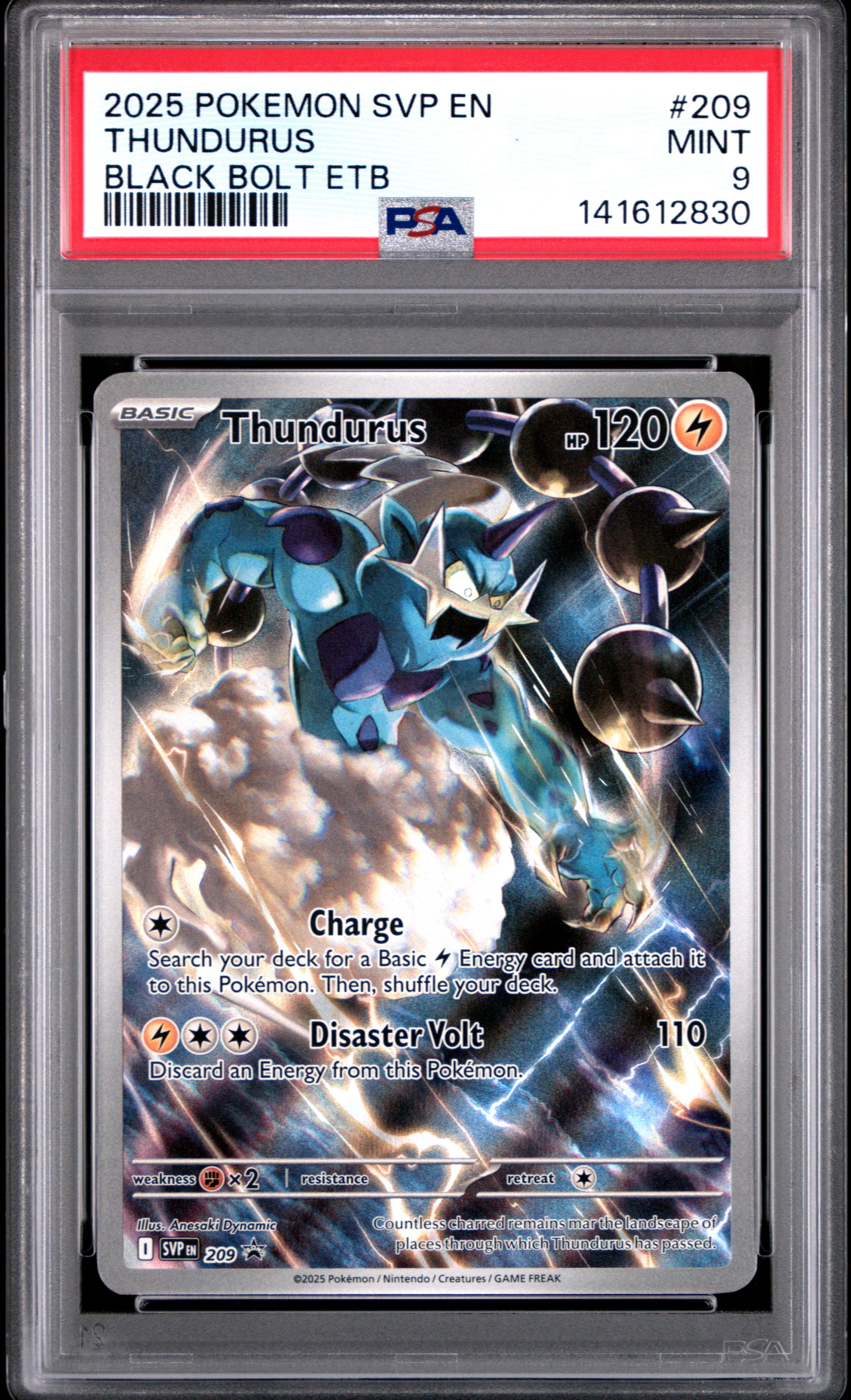 2025 Pokémon EN SV Black Star PROMO Thundurus #209 Black Bolt Etb PSA 9 PSA official front scan