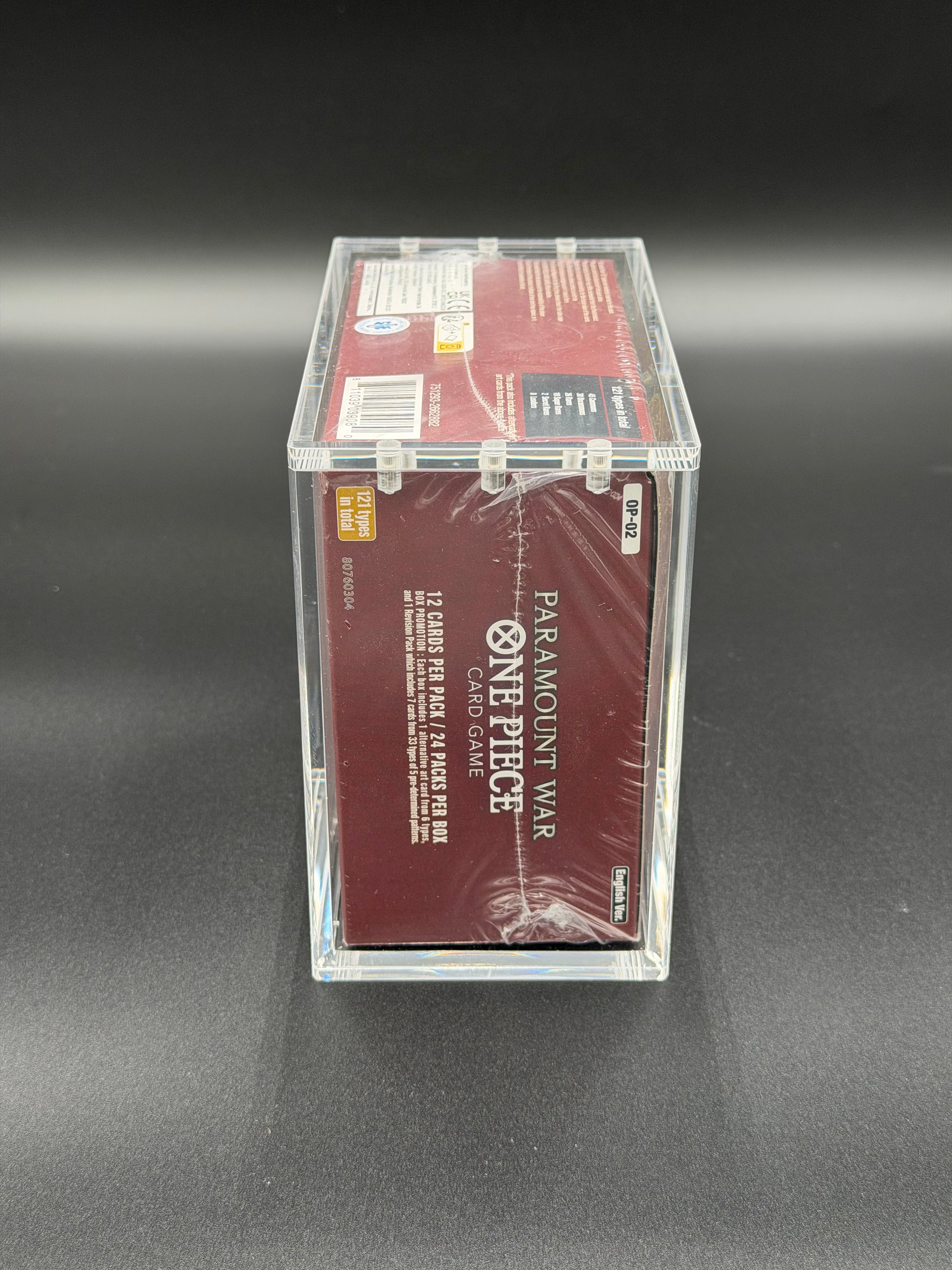 English One Piece OP01 & OP02 Blue/Red Bottom Acrylic Booster Box Case with