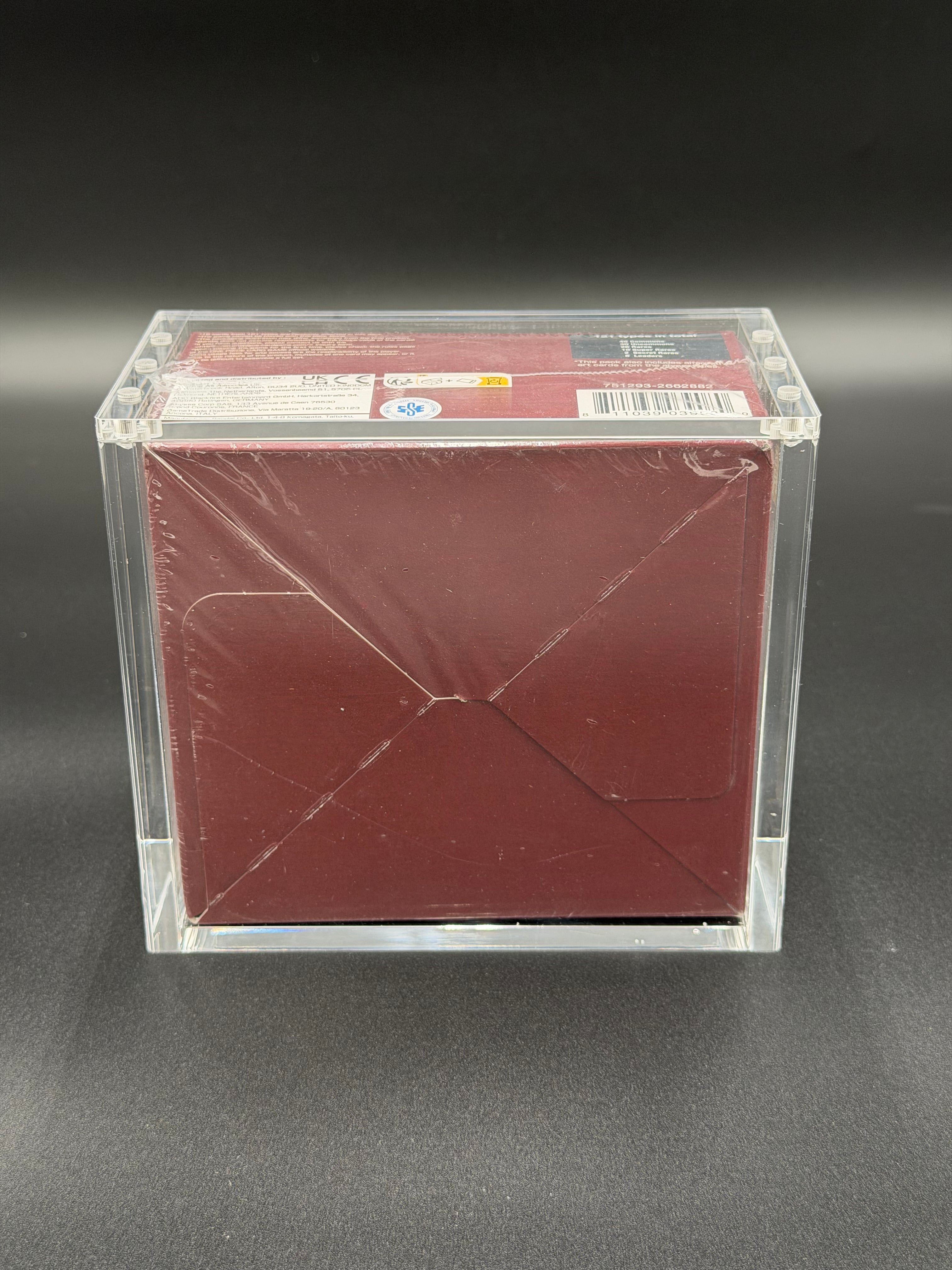 English One Piece OP01 & OP02 Blue/Red Bottom Acrylic Booster Box Case with Magnetic Lid