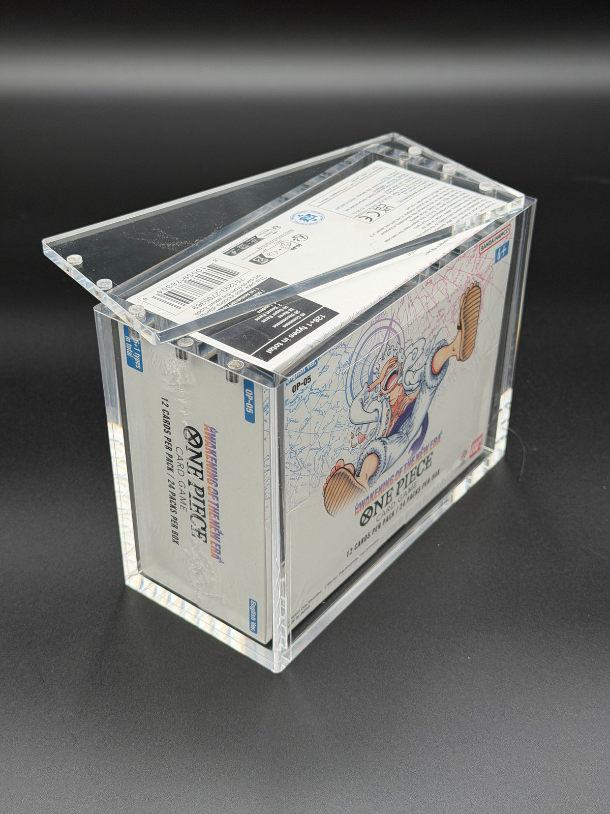 English One Piece Booster Box Acrylic Display Case with Magnetic Lid (Fits OP04-Current)