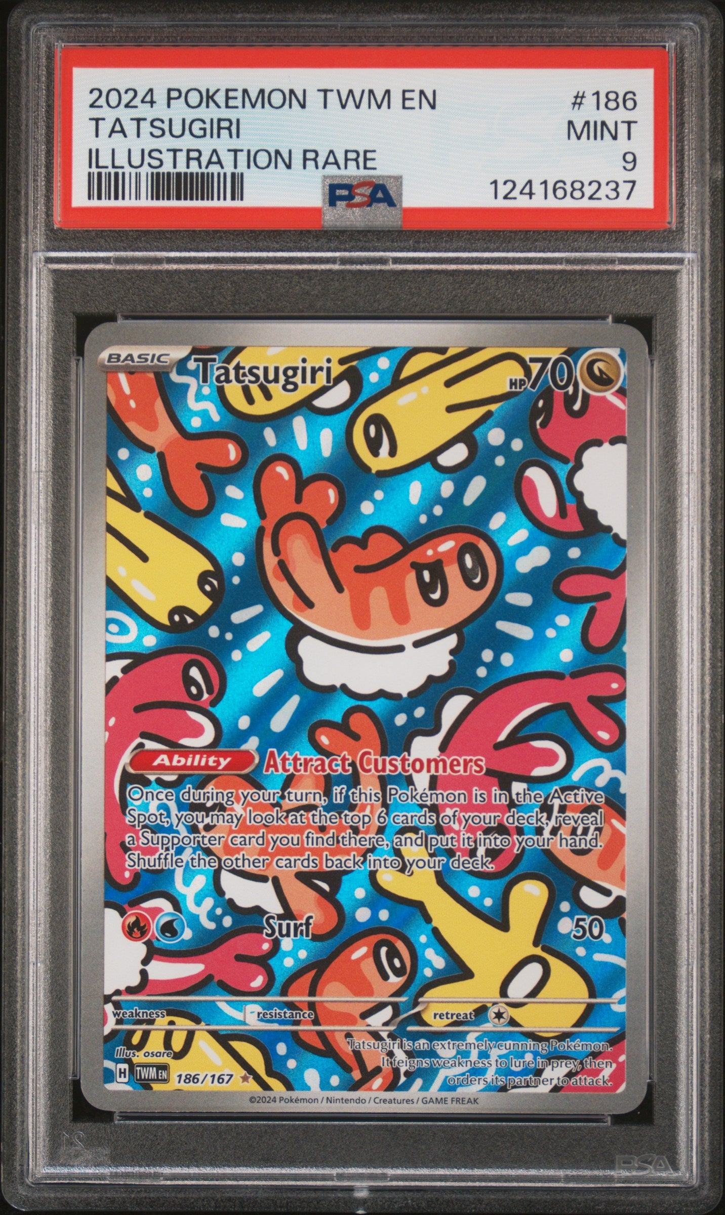 2024 Pokémon Twm EN Twilight Masquerade Tatsugiri #186 Illustration Rare PSA 9 PSA official front scan