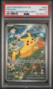2024 Pokémon EN SV Black Star PROMO Pikachu #088 Paldea Adventure Chest PSA 8 PSA official front scan
