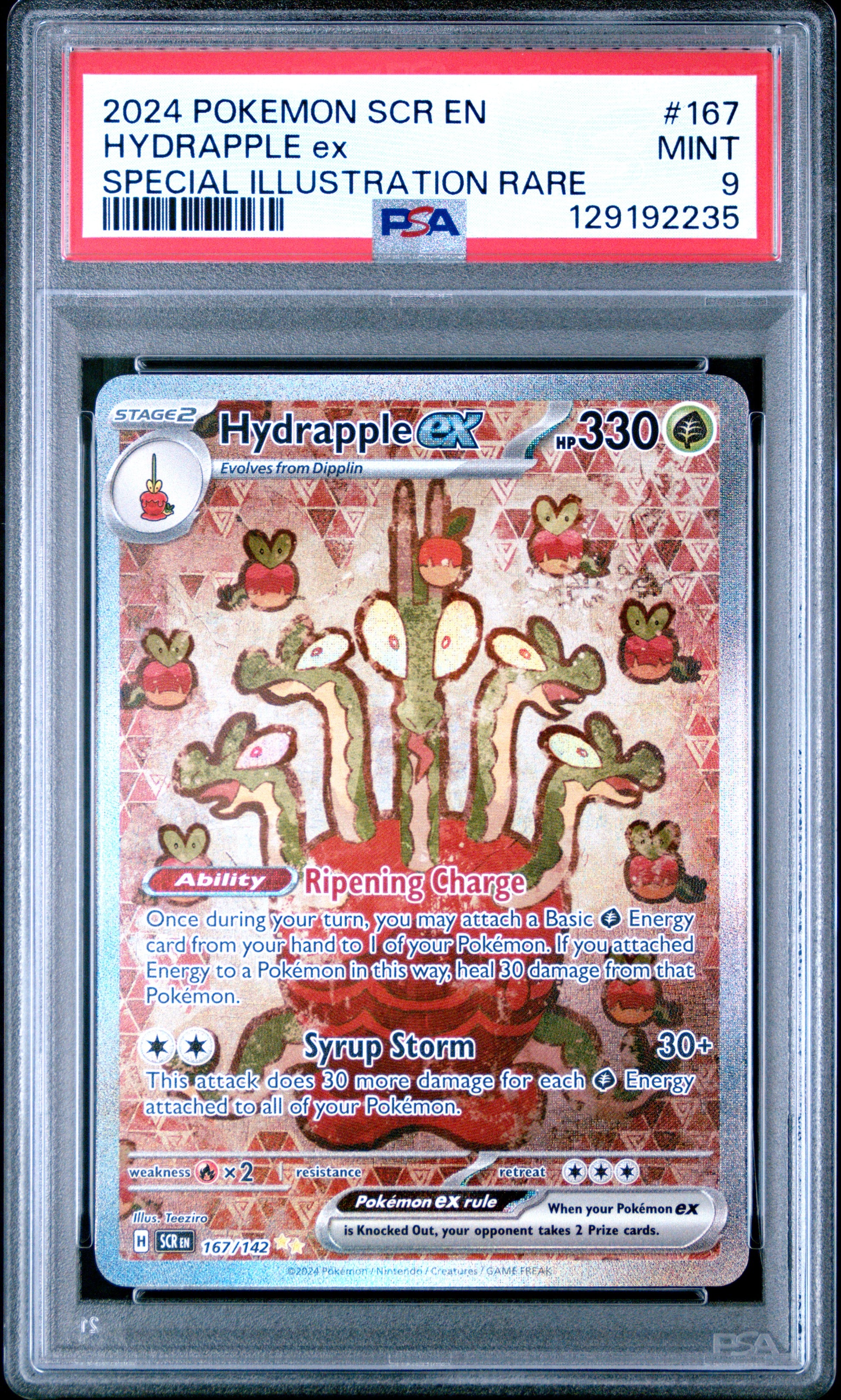 2024 Pokémon Scr EN Stellar Crown Hydrapple EX #167 SIR PSA 9 PSA official front scan