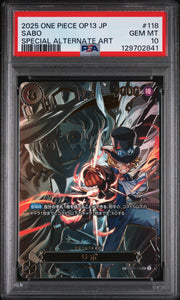 2025 Pokémon One Piece Japanese Op13 Carrying On His Will Sabo #118 PSA 10 PSA official front scan