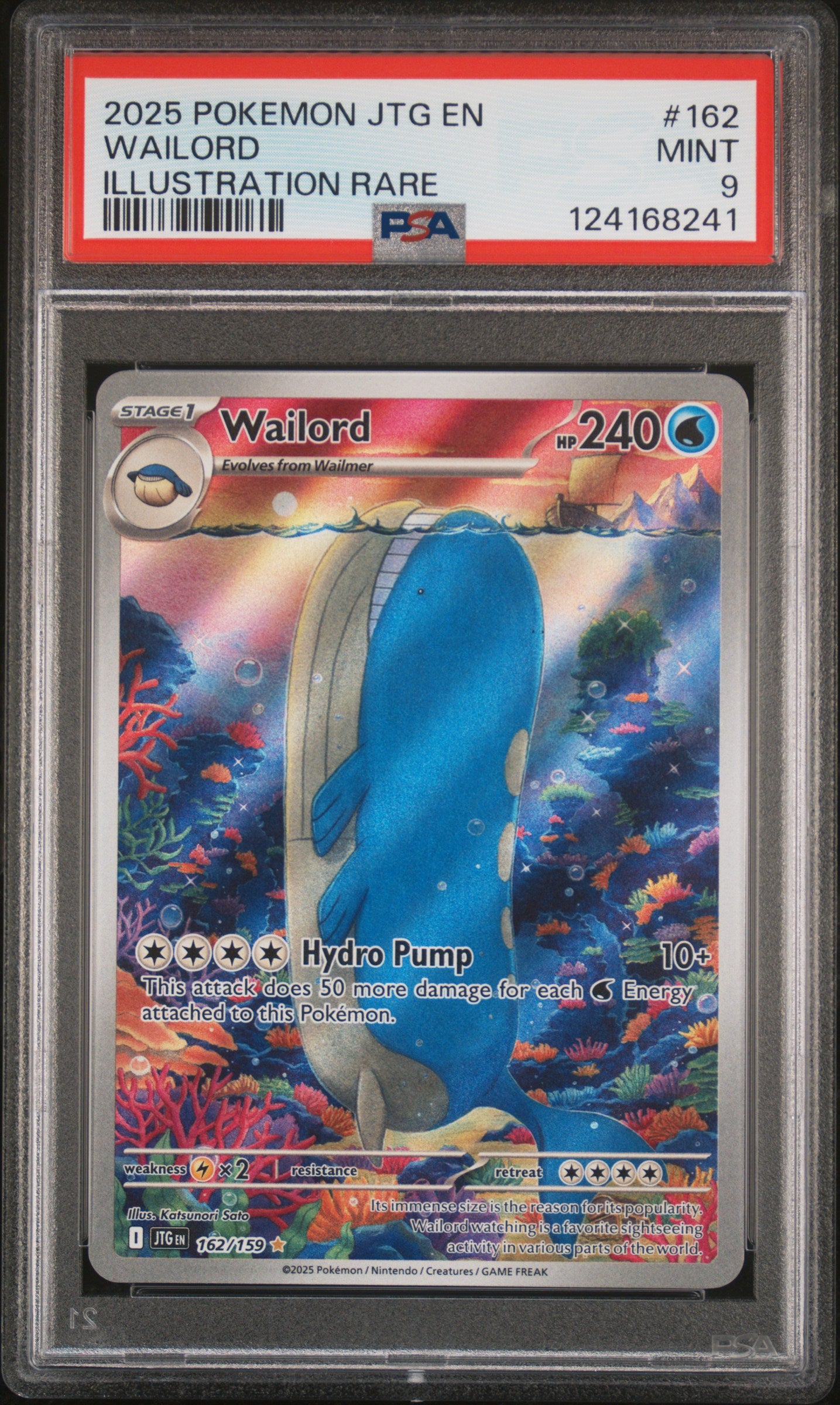 2025 Pokémon Journey Together Wailord #162 Illustration Rare PSA 9 PSA official front scan