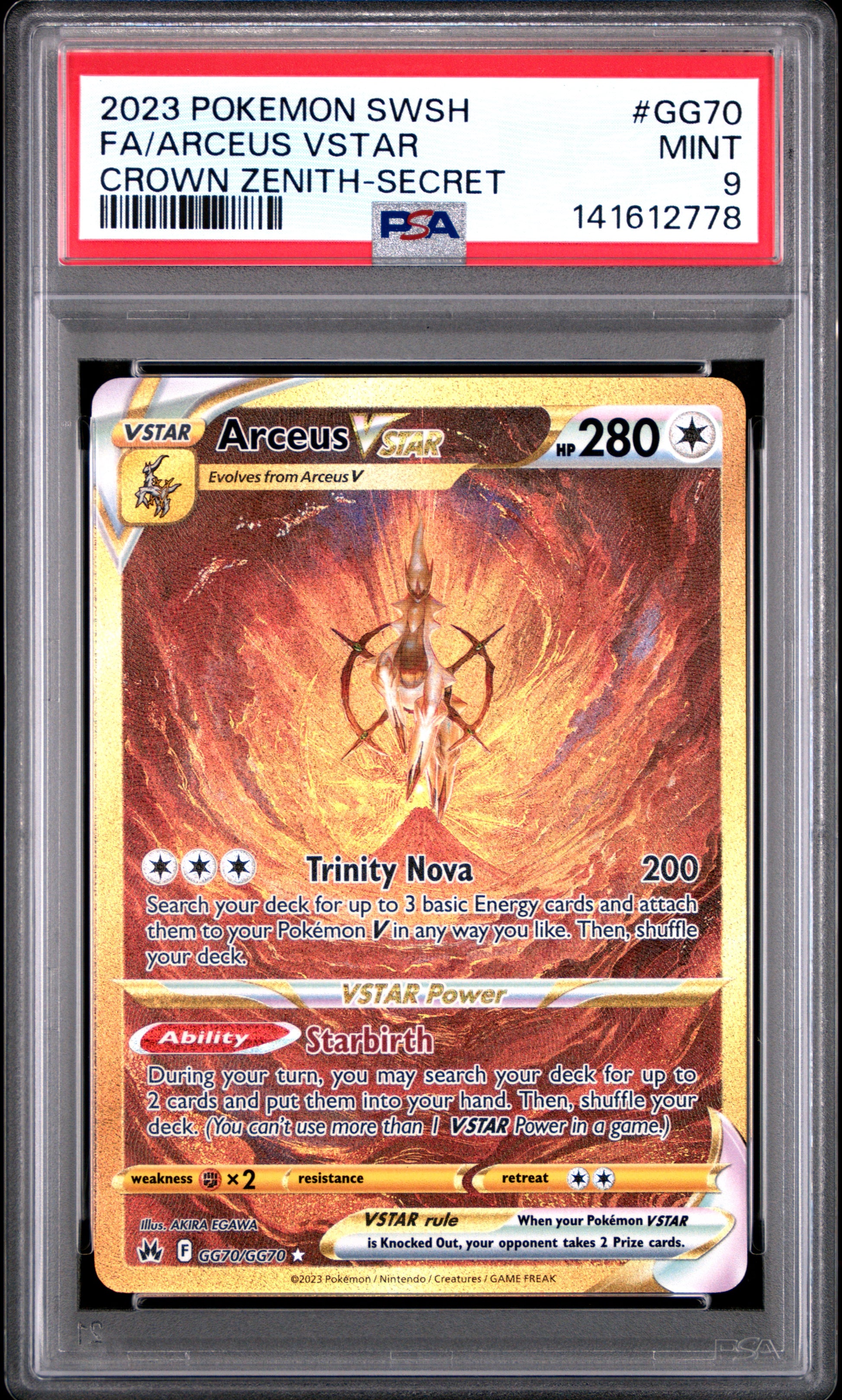 2023 Pokémon Sword And Shield Crown Zenith Arceus VSTAR #GG70 PSA 9 PSA official front scan