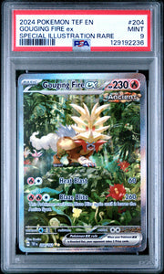 2024 Pokémon Tef EN Temporal Forces Gouging Fire EX #204 SIR PSA 9 PSA official front scan