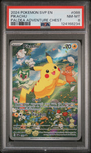 2024 Pokémon EN SV Black Star PROMO Pikachu #088 Paldea Adventure Chest PSA 8 PSA official front scan