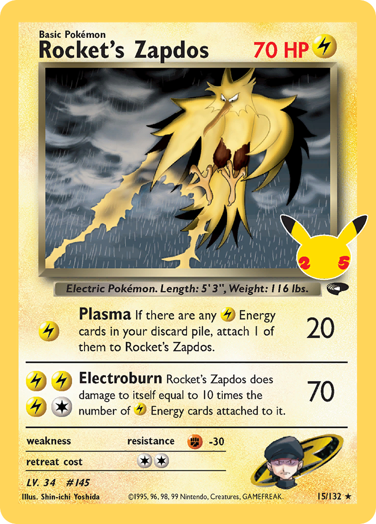 Rocket's Zapdos #15/25 - Celebrations: Classic Collection