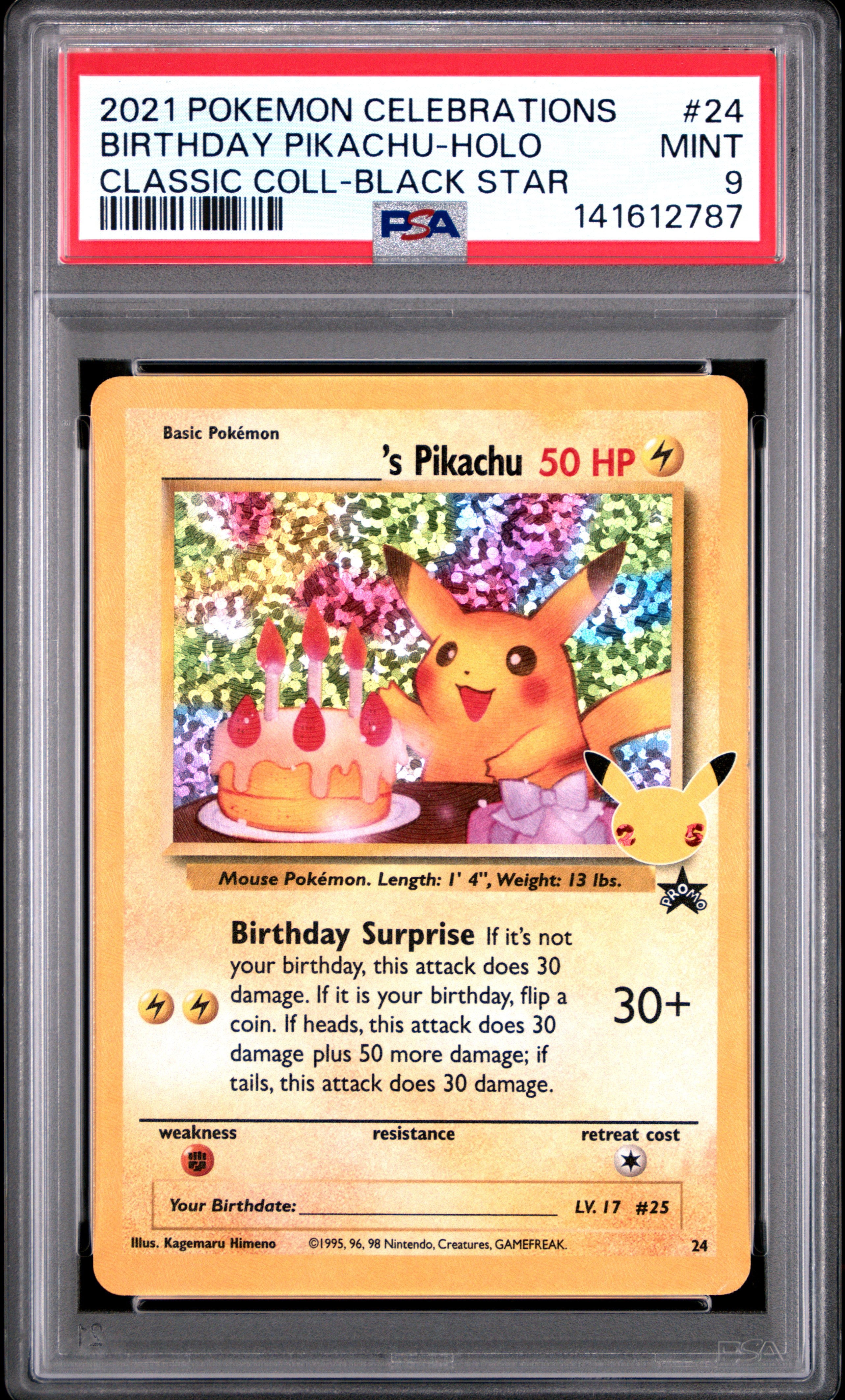 2021 Pokémon Celebrations Classic Collection Birthday Pikachu #24 PSA 9 PSA official front scan