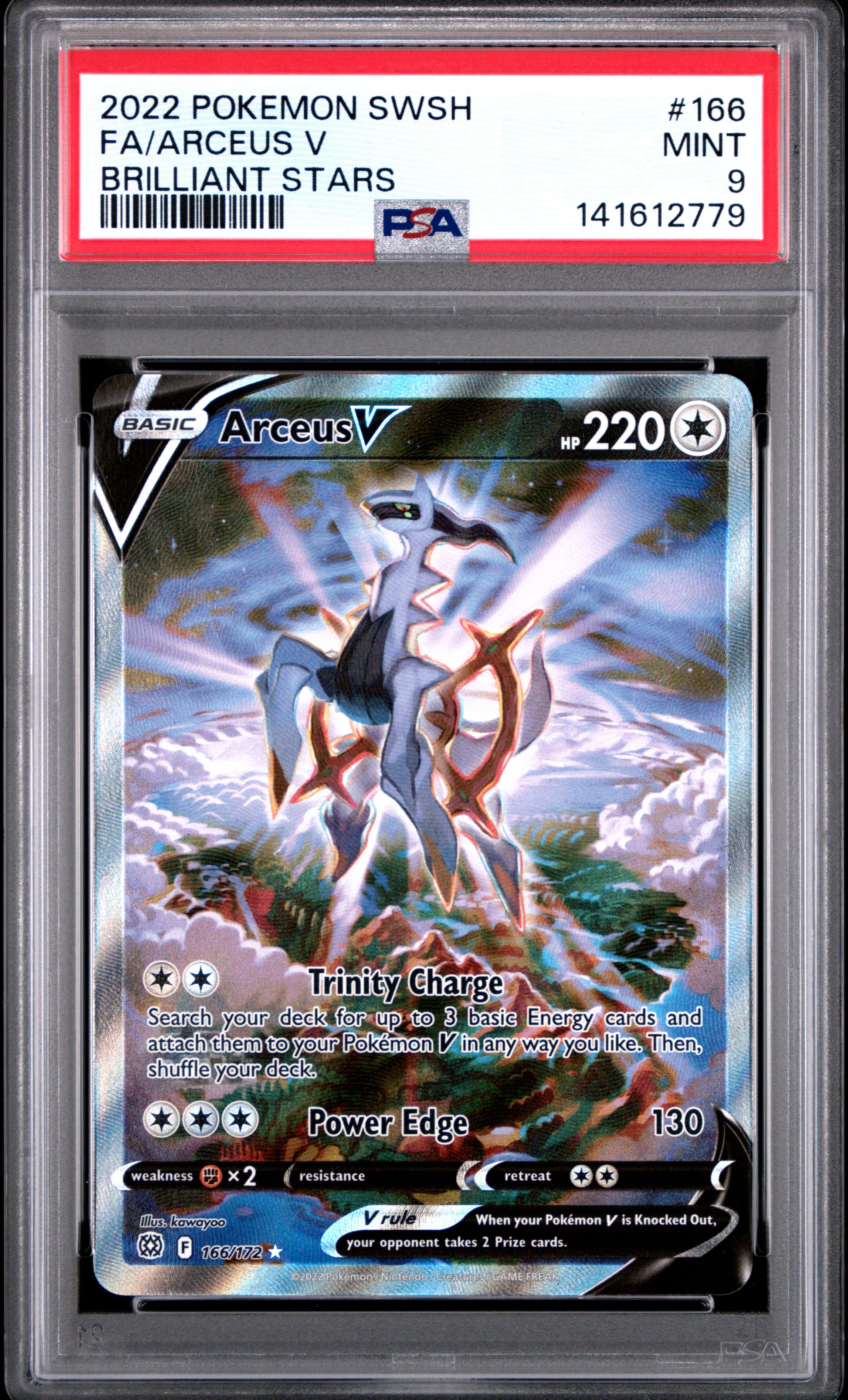 2022 Pokémon Brilliant Stars Arceus V #166 Full Art PSA 9 PSA official front scan