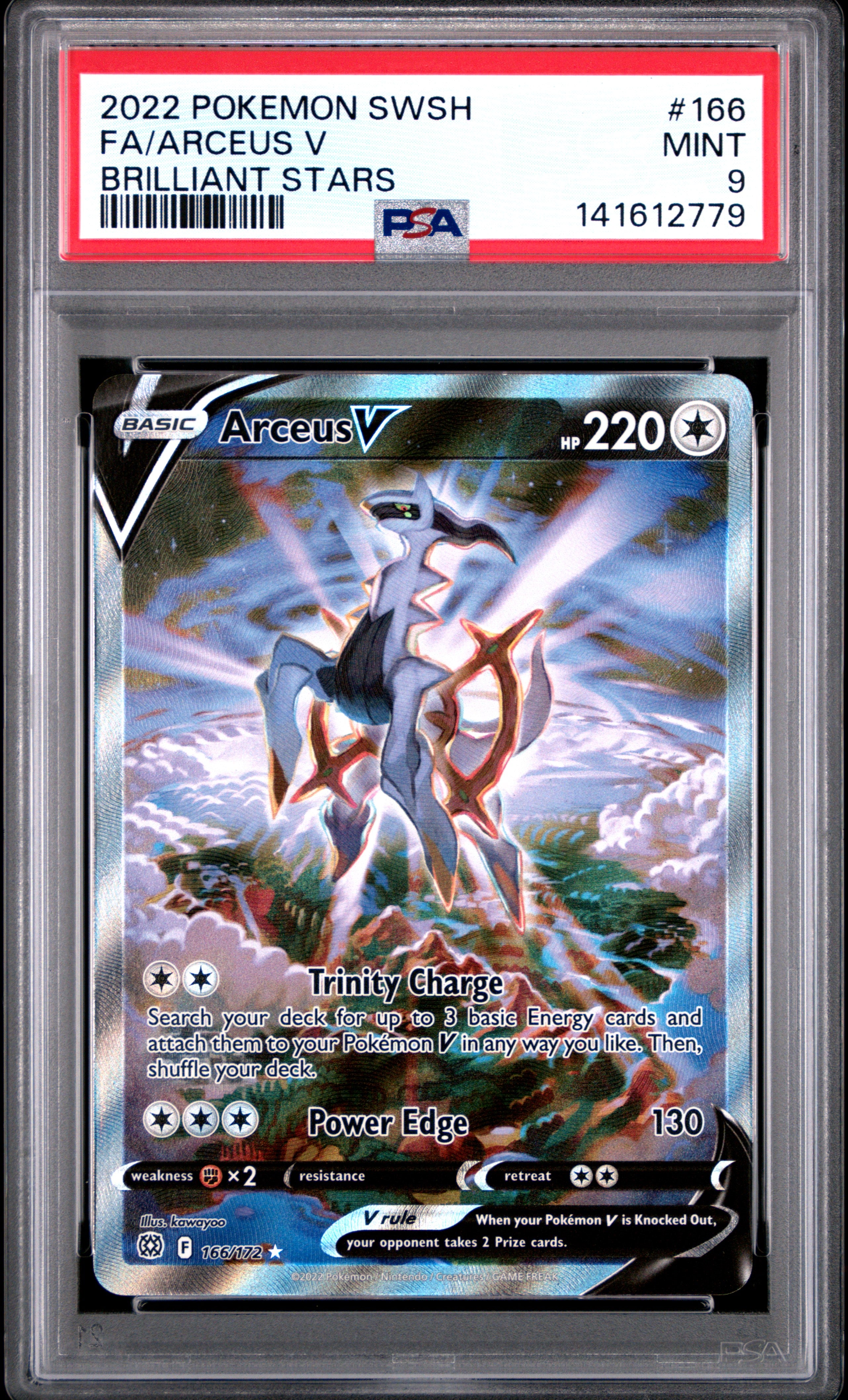 2022 Pokémon Brilliant Stars Arceus V #166 Full Art PSA 9 PSA official front scan