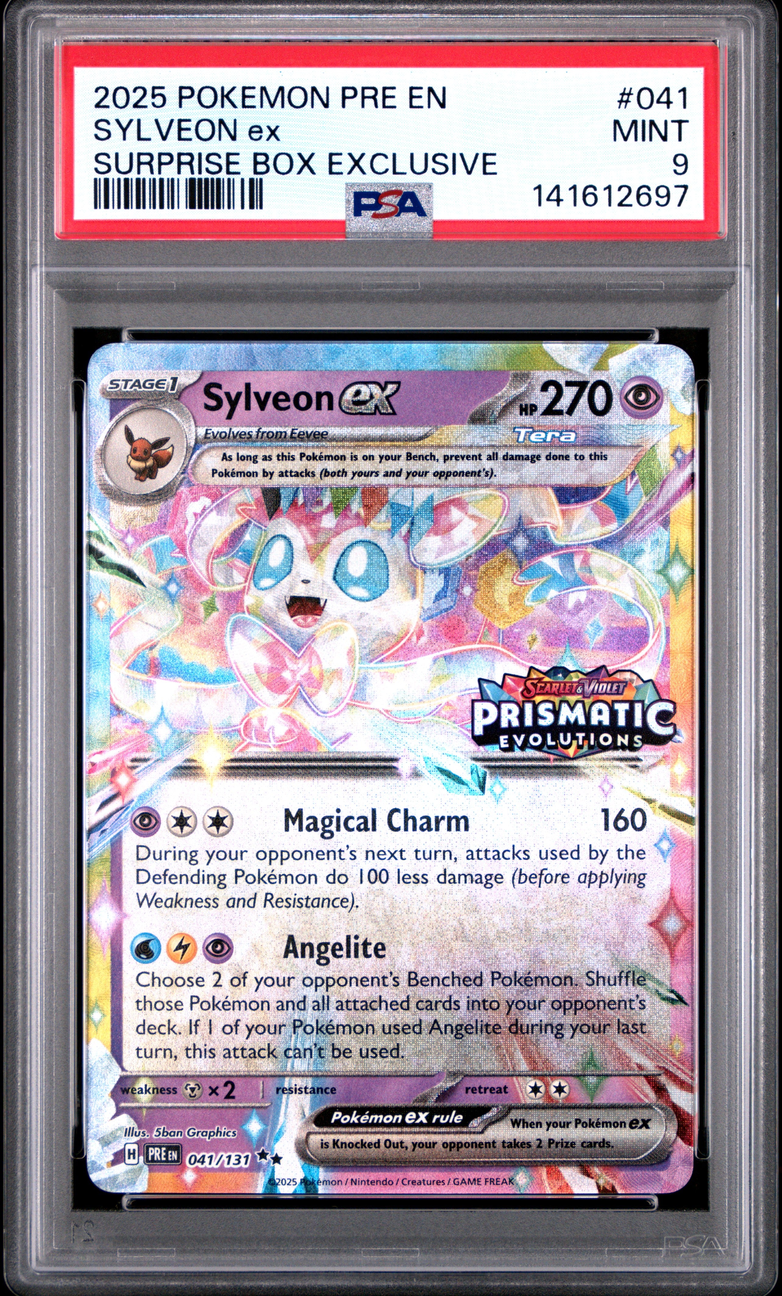 2025 Pokémon Pre EN Prismatic Evolutions Sylveon EX #041 PSA 9 PSA official front scan